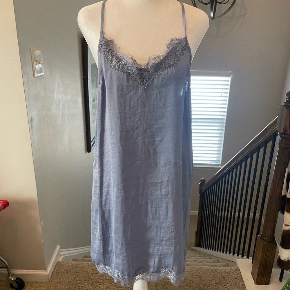 Elegant Lace Trim Slip Dress Nightgown